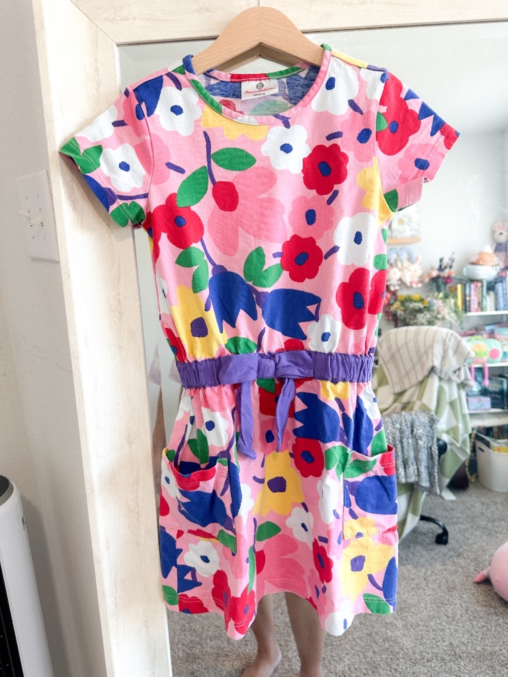 Hanna Andersson Size 120 (US 6/7) Pink Bright Floral Pocket Play Dress